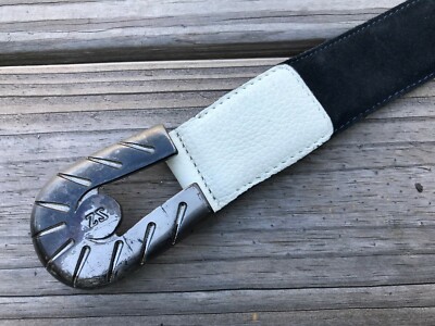 Zegna Sport Men Belt Black Leather ZS Waistband Size 36-37 inches