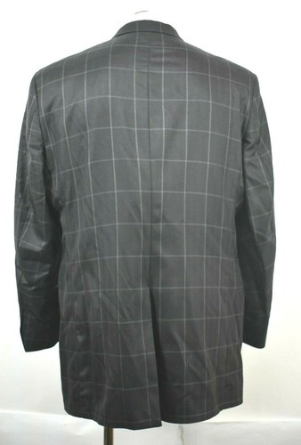 H Freeman Altered Mens Gray Notch Lapel Flap Pocket Back Slit Plaid Suit Blazer - Picture 2 of 11