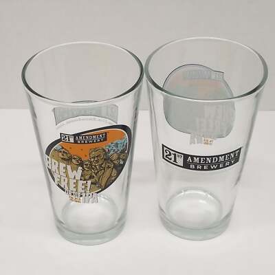 Twenty First Amendment Brew Free IPA Beer Glass Pint Glass Set of 2