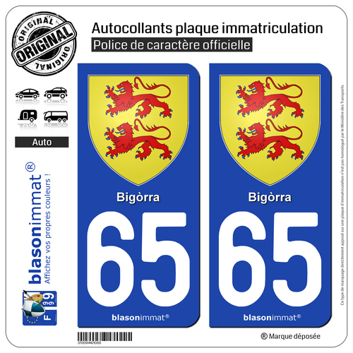 2 Blasonimmat plaque d'immatriculation | 65 Bigòrra - Armoiries - Picture 1 of 1