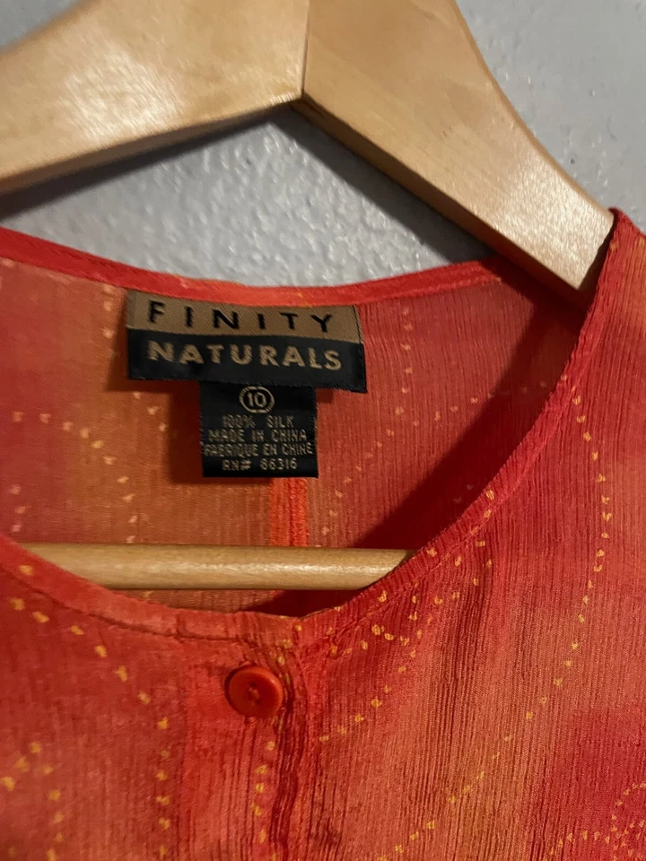 Maxi túnica vintage para mujer talla 10 naranja floral burnout seda transparente boho años 90 Foto 2 de 4