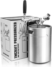 170Oz Mini Keg Growler, Pressurized Stainless Steel Home Keg Kit System with Adj