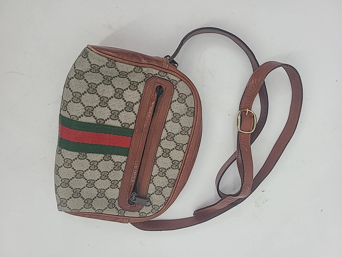 Borsa Monogramma GUCCI VINTAGE Rivestita in Tela GG anni '80 Moda Retro Classica