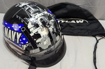 USN Outlaw Motorcycle Helmet United States Navy T-70 Official DOT Size XL  Ship