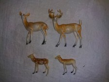 1960 1970 Toy Plastic Deer Buck Doe Fawn Animals Made in Hong Kong 3 Inches Tall