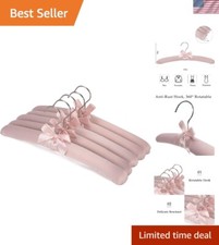 15 Inch Anti Slip Satin Padded Clothes Hangers for Women Pink Satin Padded Ha...