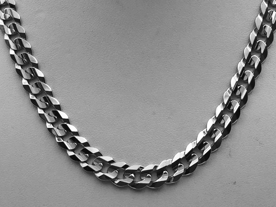 Cadena/collar de plata esterlina 925 moda eslabón cómodo 20" 9,5 mm 49 gramos