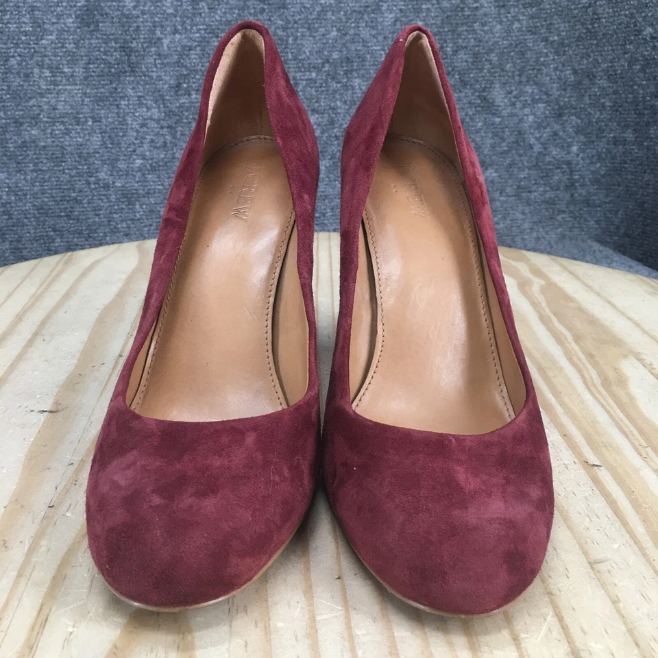 Zapatos de salón J.Crew para mujer 9 zapatos sin cordones borgoña gamuza tacones informales punta redonda Foto 4 de 4