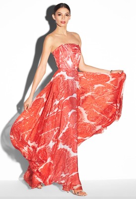 strapless chiffon maxi dress