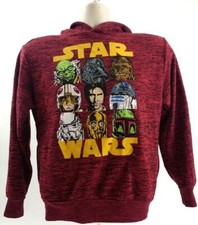 Star Wars Pop Art Characters Boys Polyester Hooded Pullover Maroon Sweatshirt M