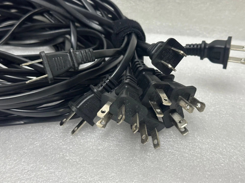 USED-Lot 10 US 2 Prong Pin 5ft Polarized Power Cord Cable AC TV 300V 18AWG NISPT - Image 4 of 4