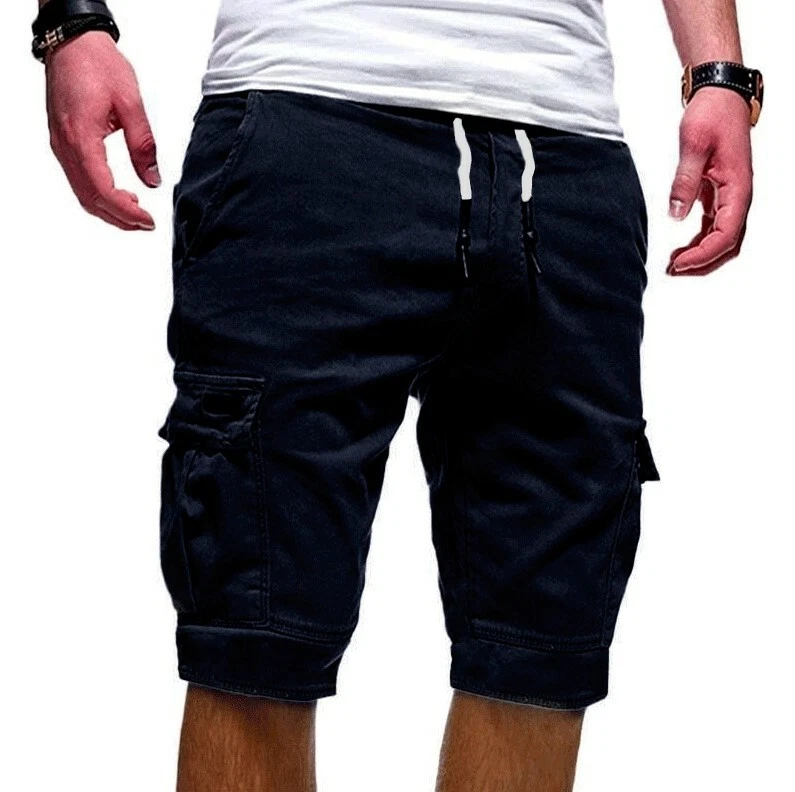 Pantalones cortos chinos informales de carga para hombre 6 bolsillos pantalones de playa de verano Foto 4 de 4