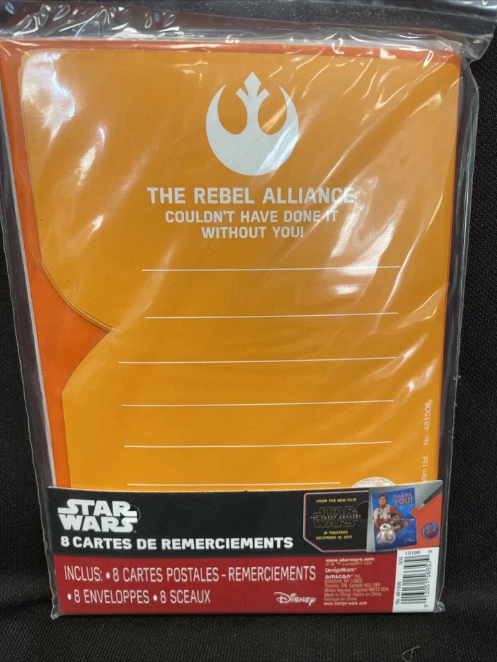 Star Wars "El Despertar de la Fuerza" VII 8 Ct Postales de Gracias Fiesta Foto 3 de 3