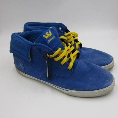 Size 13 Royal Blue Suede SUPRA Lizard King Pasion Snap Down High Top Skate Shoes