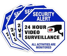 Video surveillance sign, 4-pack security camera signs, reflective