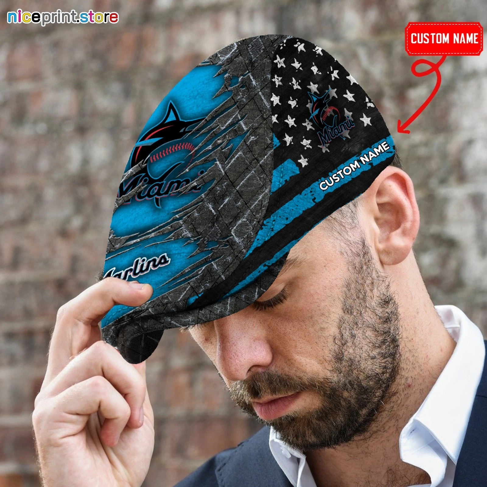 Miami Team Marlins Jeff Cap Custom Jeff Cap Driving Cap Golf Cap