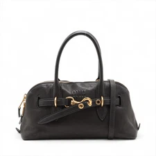 Miu Miu Aventure Leather Hand bag Black 5BB168