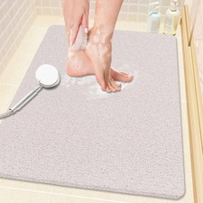 Shower Mat Bathtub Mat Non-Slip, Soft Tub Mat with Drain, PVC Loofah Bath Mat