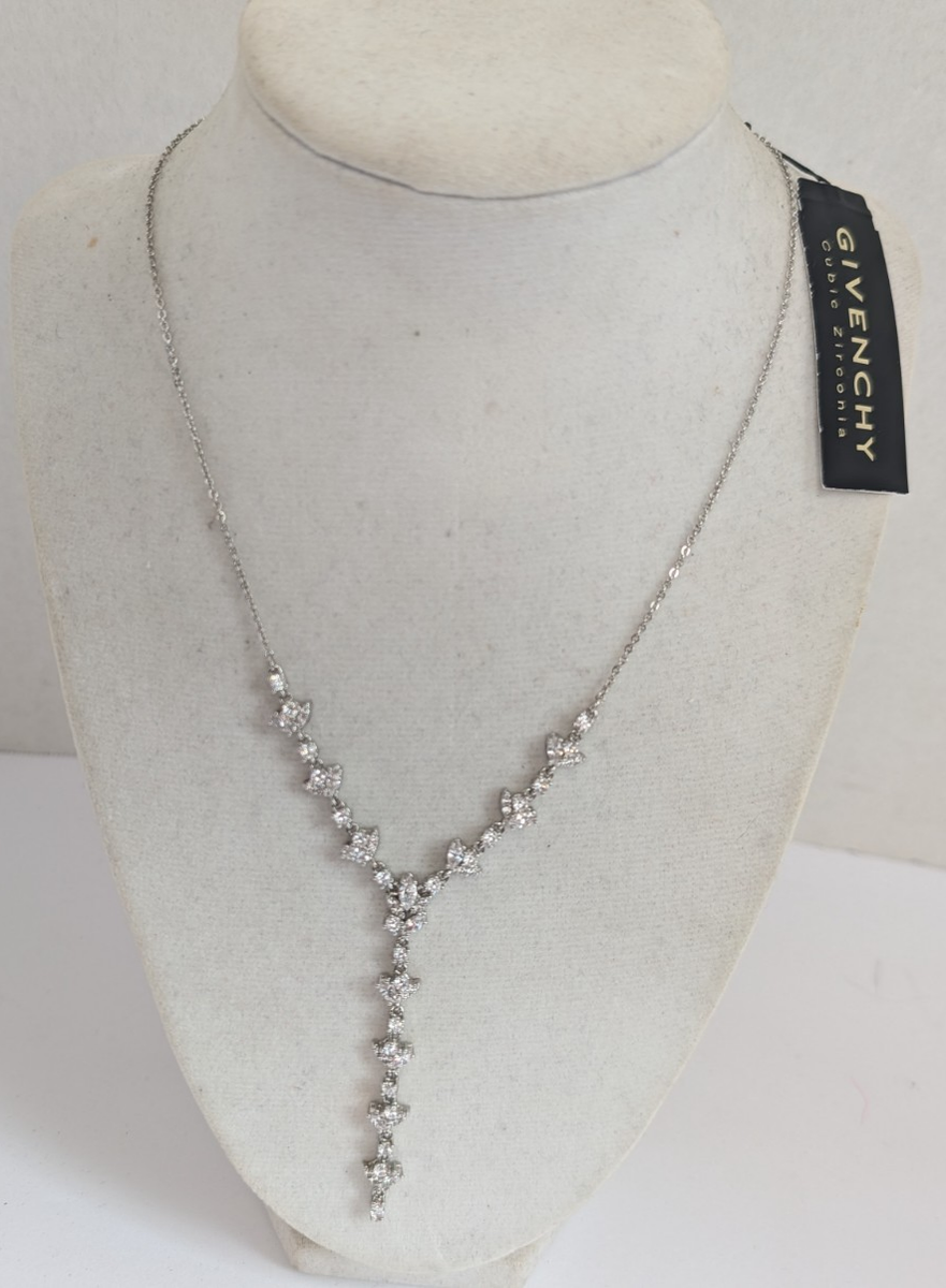 石*司様 【遺品・生前整理品】、GIVENCHYsilver925、NR他 Givenchy Silver-Tone Crystal Cubic Zirconia Lariat Necklace 16