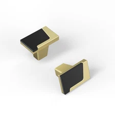 4 Pack Black and Gold Cabinet Knobs 2 Tone Square Kitchen Zinc Alloy Pulls