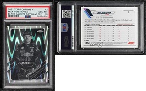 2021 Chrome Formula 1 Black & White RayWave Refractor Max Verstappen #3 PSA 10