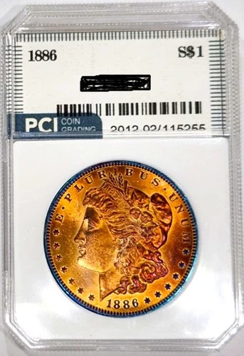 1886-P Gem BU ++  Morgan Dollar Awesome Golden Rainbow Toned