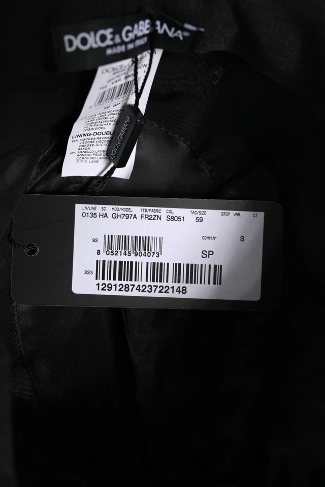 DOLCE & GABBANA Sombrero Negro Rayas Lana Virgen Hombres Fedora Capello 59 / L 1200usd Foto 4 de 4