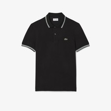 Lacoste Polo Mens Medium Black Contrast Trim Short Sleeve Golf Shirt Summer NWT