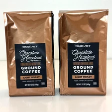 2 Pack Trader Joe’s Chocolate Hazelnut Ground Coffee Light Roast 12 oz Each Pack