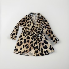 H&M Women’s Leopard Print Wrap Shirt Dress Tie Waist Long Sleeve Size Large
