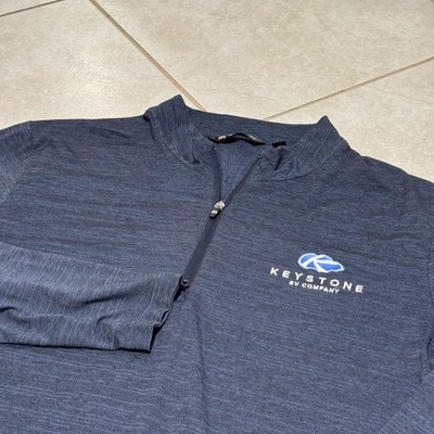Travis Mathew Pullover Mens 3XL Blue Heather Quarter Zip Golf Keystone RV Logo