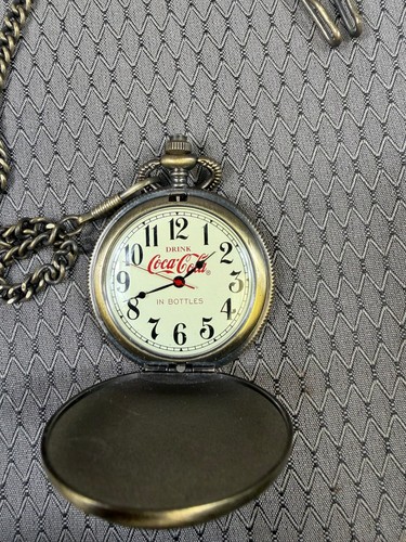 Vintage Coca-Cola Pocket Watch Retro Vintage Quartz Full Hunter Japan