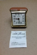Vintage Seth Thomas Travel Alarm Clock Wind Up Folding Hard Clam Works Brazil