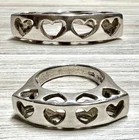 Vintage Designer Signed Sterling Silver Open Heart Tall Dome Ring, Size 6, 5.1g