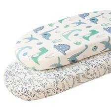 Dinosaur Bassinet Sheets 2 Pack for Baby Boy Girl, Stretchy Microfiber Jersey...