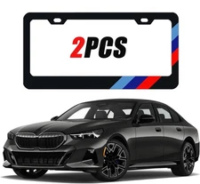 2PCS Fits BMW 2/3/4/5/6 Series Tri 3 Color Car License Plate Frame M Power Cover
