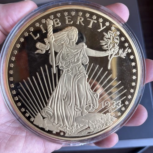 2014 Jumbo 4” GOLD DOUBLE EAGLE 1933  100m 24k-layered Commemorative Coin