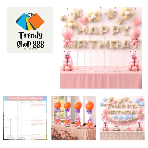 10 Pack Clear Acrylic Table Balloon Stand Kit, 23.6 Inch Tabletop Balloons Ce...