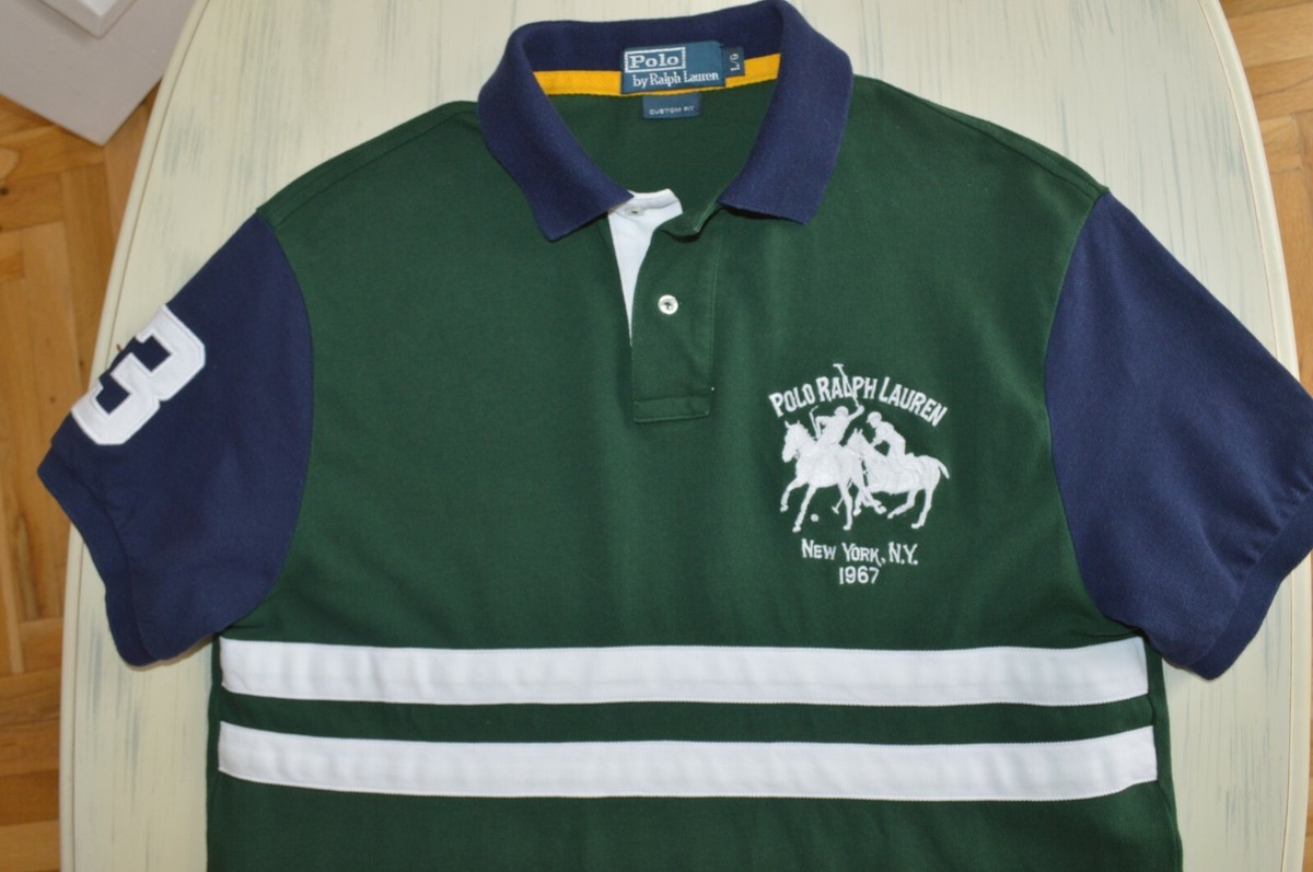 POLO RALPH LAUREN MENS DUAL MATCH NEW YORK 1967 POLO SHIRT SIZE L 