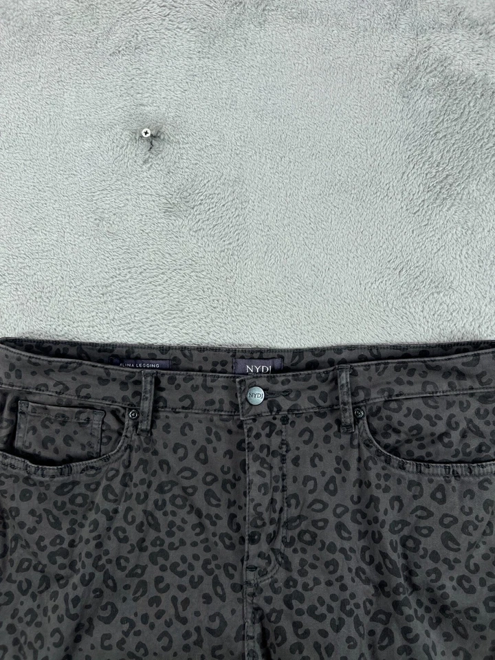 NYDJ Jeans Womens Petite 14P Gray Alina Legging Lift Tuck Leopard Jeans Hi Rise - Image 3 of 4