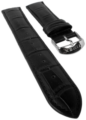Timex Ersatzband Uhrenarmband Leder schwarz Krokoprägung 20mm für T2N289