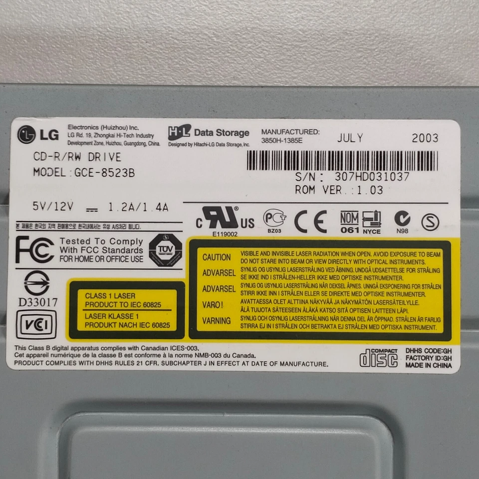 Hitachi LG GCE-8523B IDE CD-R/RW Optical Disk Drive Burner 52x24x52x F/W: 1.03 - Image 3 of 4