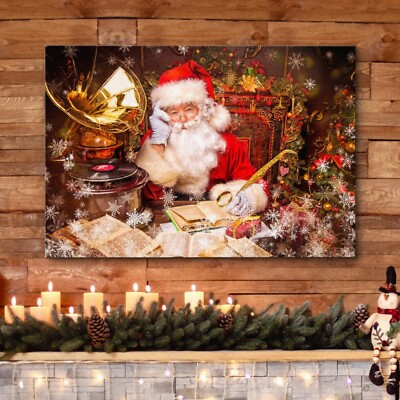Santa Claus Wall Art Canvas Print Decor - Writing Lists