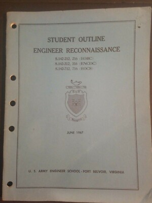 Student Outline Engineer Reconnaissance 1967 Engineer School Textbook