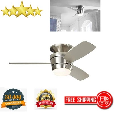 Ceiling Fan Mazon 44 In Brushed Nickel Flush Mount Indoor With Light Kit Remote Ebay