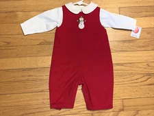 NWT Petit Pomme by Petit Ami Snowman Longall/Romper &White Shirt 6 Months