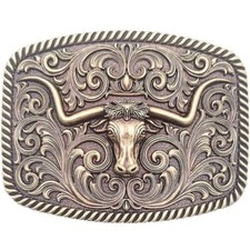 Bronze Gold Bull LONGHORN Western Belt Buckle Large Size Cowboy Rodeo buckle 028