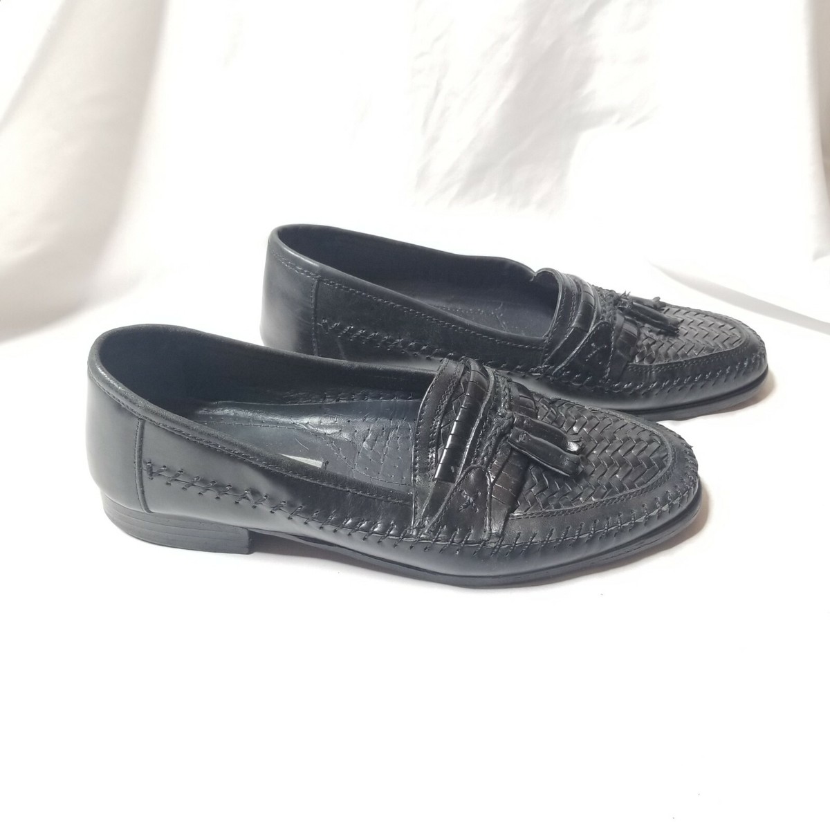 Stacy Adams Black Braided Tassel Loafers, Men display picture 2