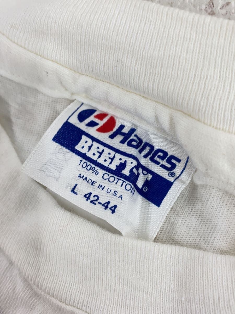 Hanes T-shirt 90s BEEFY APPLE Corporate L Cotton White Used Hanes T-shirt 90s BEEFY APPLE Corporate L Cotton White Used