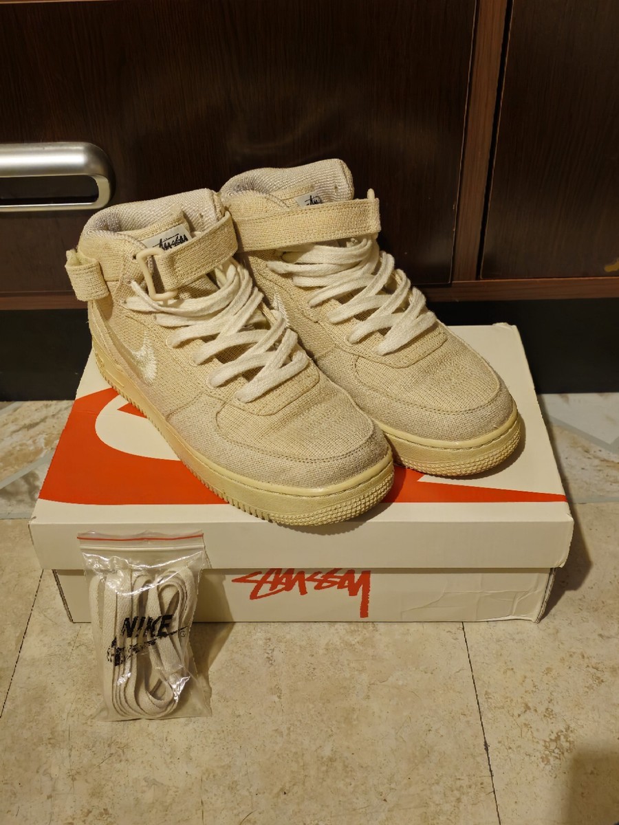 Size 7 - Nike Air Force 1 Mid x Stussy Fossil 2022 195866263741| eBay